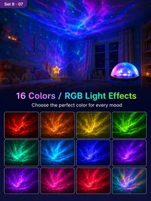 1pc Star & Moon Projection Light, Colorful Starry Sky Moon Projection | Suitable For Bedroom, Living Room, Bedside, Room Decor | USB Powered - Northern Lights - View 7