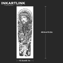 INKARTLINK 1入 聖父與愛花卉手臂套臨時防水身體藝術紋身貼紙，持久1-2週，植物汁紋身，男女皆適用，適合個人與派對裝飾 - 黑色 - 查看 3