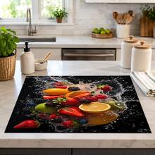 1pc, Home Decor, Fruit Pattern Printed Bowl & Plate Absorbent Mat, Dish Drying Mat, Espresso Machine Countertop Absorbent Mat, Drainage Mat, Soft Faucet Absorbent Mat, Sink Cup Mat, Kitchen Supplies, Bathroom Supplies - Multicolor - View 1