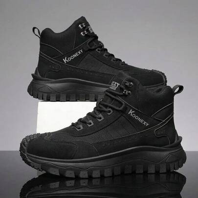 Botas casuales de caña alta para hombres de talla grande | Suela gruesa cómoda, ligera, adecuada para actividades al aire libre, caminar, viajar, senderismo y acampada durante todo el año | Forro de tela, suela de PVC