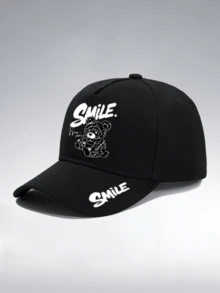 1pc/2pcs "Smile Bear" Letter Pattern Design Printed Unisex Curved Brim Baseball Cap And Crossbody Bag, Street Fashion Outdoor Sports Baseball Cap And Bag, Adjustable, Gift For Yourself Or Friends - Multicolor - View 5