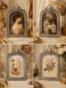 1pc Vintage Baroque Hollow Decorative Frame, Antique Gold Desktop Decor, French Style Vanity Decor, Luxury Home Decoration, Photography Prop - New Model - View 3