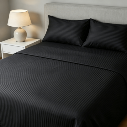 AMOROSA Microfiber Satin Sheet Set 3/4/5 Pieces, Sheet Set With Fitted Sheet, Flat Sheet And Pillowcases, Ultra Soft, Cool And Breathable Perfect For Bed - Black