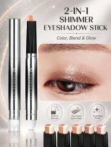 voodoo city Stik Eyeshadow Glitter 2-in-1, Pensil Eyeshadow Krim Dua Ujung dengan Ujung Blending Terintegrasi, Kilauan Tahan Lama, Cocok untuk Riasan Sehari-hari yang Menawan, Kencan, Pesta, dan Perjalanan - 01# Cokelat Kayu dengan Kilau Halus - View 5