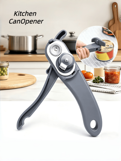 New Convenient All-In-One Manual Can Opener, Fits Multiple Sizes Of Metal Cans, Effortless Non-Slip Kitchen Can Opener Tool, Essential Storage