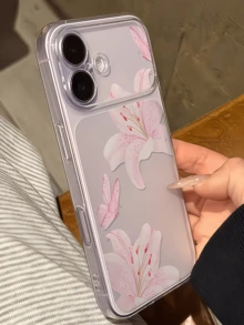 1件透明淡粉色百合花與蝴蝶極簡風軟TPU防震全包防污時尚手機殼，適用於Apple 17 16 15 14 13 12 11 Pro Max Air - 彩色 - 查看 3
