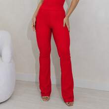 Calça Flare Feminina Montaria Premium Bootcut Elegante - Vermelho - Visão 3