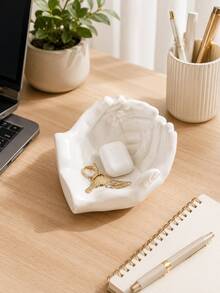 Minimalist Hand Shaped Tray, White Decorative Storage Dish For Bedroom, Bathroom, Desk & Entryway,Back To School - Multicolor - View 3
