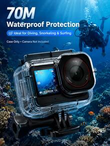 70M 防水潛水殼適用於 Osmo Action 6，透明潛水保護殼，防霧設計，HD 鏡頭，含安裝底座，不含相機 - 查看 6