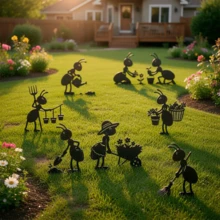 1pc Ant Garden Stakes, Black Metal Garden Decor, Cute Insect Silhouette Yard Art Stakes For Lawn, Patio, Flower Bed, Backyard & Outdoor Garden Decoration - Ant Shape - View 6