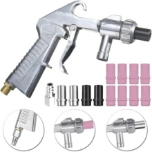 Compressed Air Sandblasting Gun, Sandblasting Unit, Sandblasting Pistol, Suction Hose. Made Of Galvanized Aluminum Alloy, Wear-Resistant, Rustproof And Corrosion-Resistant, With Nozzles In Various Sizes And Ergonomic Handles For Comfortable Operation. - 銀色 - 查看 6