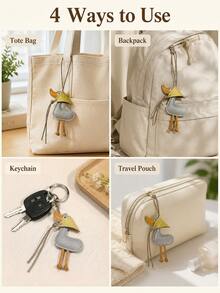 Cute Duck Bag Charm PU Leather Pendant Keychain For Handbags Backpacks Tote Bags Colorful Decorative Accessory Daily Outfit Matching Gift Idea Women Girls Fashion Accessory - Multicolor - View 10