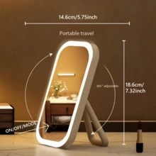 LED 化妝鏡 3 色燈光觸控補光鏡 便攜可折疊桌面梳妝鏡 USB 充電 高畫質穿衣鏡 學生宿舍書桌必備 女孩送禮首選 白色 粉色 - 多色 - 查看 9
