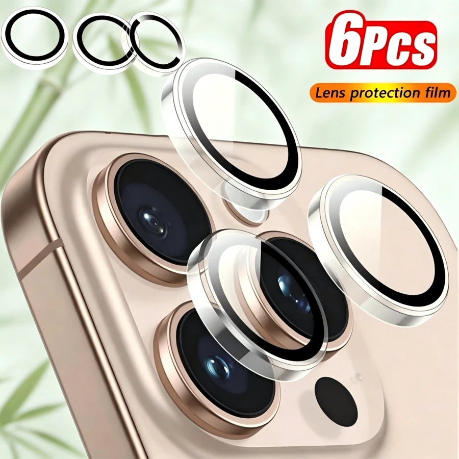 XINHONGYU 6片超清晰鋼化玻璃相機鏡頭保護膜,適用於 Duo-Phone 17 Pro Max,9H 硬度鋼化玻璃,高清晰透明,兼容 16 Pro Max、16e、17 Air、14、13、12、11、15 Pro、14 Pro,完美貼合,耐刮耐用,適合搭配手機殼使用 - 6件 - 查看 1