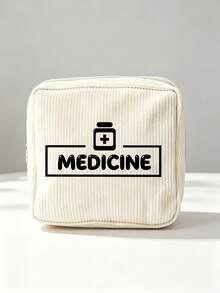 "Medicine" Pattern Printed Portable Medicine Storage Bag, Pill Box, First Aid Kit, Cosmetic Bag, Coin Purse, Suitable For Daily Use/Outdoor/Travel, Convenient Medicine Storage, Can Organize Medicine, Cosmetics, Phone And Other Small Items, Travel Essential, Christmas Gift, Personalized Gift Bag, Teacher's Day Gift, Small Gift Exchange, Room Decoration - Multicolor - View 5