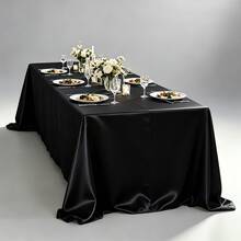1 buah Taplak Meja Satin Persegi Panjang 145*180cm/145*260cm Kain Satin Halus, Cocok Untuk Meja Makan Pesta Pernikahan, Resepsi Pernikahan, Perjamuan dan Pesta (Tersedia Berbagai Warna) - 1PC - View 6