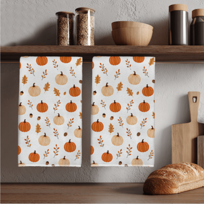 MEMNUN 2 Pcs Autumn Pumpkin Maple Leaf Acorn Print Kitchen Towels Dish Cloths, Ultra-Fine Microfiber Polyester Material, Minimalist Harvest Decor Hand Towels, Thanksgiving Home Fabric Hanging Towels, Home Decor, Kitchen Decor, Fall Decor, Suitable For Restaurant Kitchen, Home Decoration And Gift Giving, 40*60cm/45*70cm