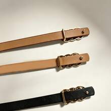 Light Luxury Three-Ring Women's PU Leather Thin Waist Belt, Seamless Delicate Soft PU Leather Belt, All-Season Casual Style Waist-Cinching Decorative Belt, 3 Colors Available - A - View 4