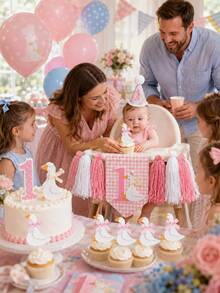 6/12 peças Toppers de Cupcake Divertidos de Ganso Azul & Rosa, Adequados para Chá de Bebé, Festa de Aniversário, Decorações de Festa de Revelação de Género e Mais. - Multicolorido - Ver 5