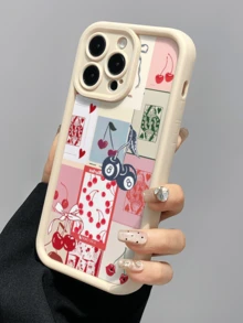 1件 白色棋盤格櫻桃黑極簡風個性化 TPU 防震全包覆手機殼，適用於 Apple 17 16 15 14 13 12 11 Pro Max Air 及系列 - 彩色 - 查看 5