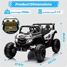 JOYRACER 24V 4WD Kids Ride-On UTV Car With Parent Remote Control, 2 Seater, Bluetooth Music, LED Lights, All-Terrain Vehicle For Outdoor Fun, Ideal Gift For Boys & Girls - Black - View 2