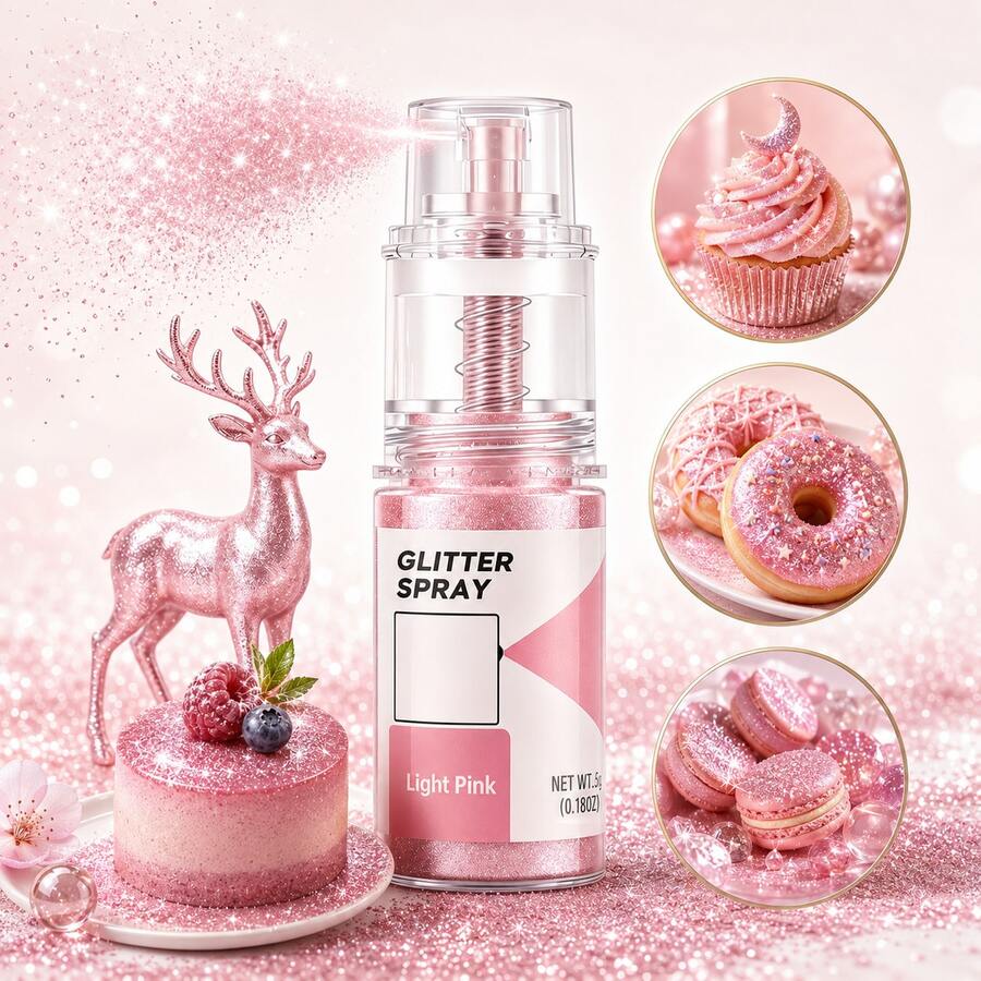 Glitter Spray, Rose Gold Shimmer Spray, Holographic Pearlescent Metallic Glitter, For Baking Surface Decoration, DIY Crafts, Wedding And Party Decor