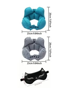 Portable Compressible Inflatable Neck Pillow, Lightweight Travel Neck Support Pillow, Soft Foldable Airplane Sleep Headrest Cushion, Suitable For Flight, Car, Office Nap, Ergonomic Long-Distance Travel Neck Support Pillow - Multicolor - View 6