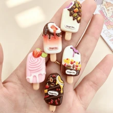 10/20/30pcs Assorted Faux Strawberry Ice Cream Handmade DIY Craft Accessories, Cream Resin Small Parts, Shoe Decoration Materials - Multicolor - View 9