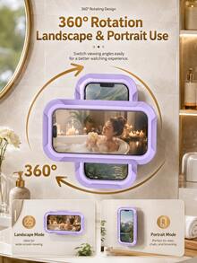 Waterproof Shower Phone Holder, 360° Rotatable Anti-Fog Touchscreen Shower Phone Case, Wall-Mounted Bathroom Phone Holder, Self-Adhesive No-Drill, Suitable For Bathtub, Kitchen Mirror Bathroom Shower Accessories, Compatible With IPhone And 4-7 Inch Phones - Multicolor - View 6