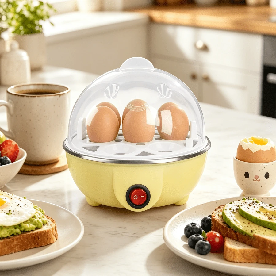 Egg Cooker,Egg Boiler Maker, Boiled Egg Cooker, Egg Steamer, Electric Eggs Boiler Multifunctional Mini Eggs Cooker Steamer Poacher For Kitchen Use (US) - US A Type Plug(110-127V) - View 1