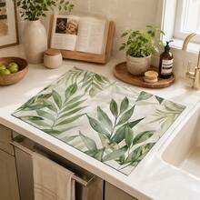 1pc Home Decor Plant Pattern Printed Absorbent Mat, Dish Drying Mat, Espresso Machine Countertop Absorbent Mat, Drainage Mat, Soft Faucet Absorbent Mat, Sink Cup Mat, Kitchen Supplies, Bathroom Supplies - Multicolor - View 2