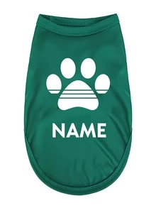 【客製化】客製姓名個性化寵物衣服 貓狗背心 T-shirt 舒適可愛 熱轉印狗爪圖案 狗狗完美禮物 - 彩色 - 查看 5