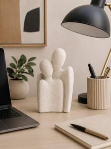 Abstract Family Statue, White Minimalist Hugging Sculpture, Modern Home Decor, Suitable For Bookshelf, Desk And Living Room - Multiple Models 2 - View 6