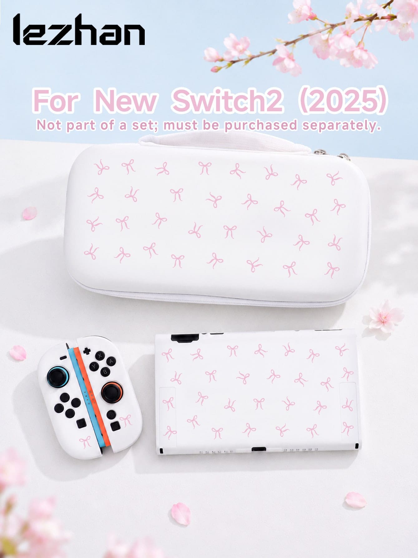 1pc Pink Bow Design Protective Case, Compatible With Switch 2nd Gen (2025), For Switch NS/Switch OLED/Lite, Suitable For Switch 2 Game Console Accessories, Storage Bag, Switch Protective Case, Romantic Gift For Switch Players - Multicolor - View 1