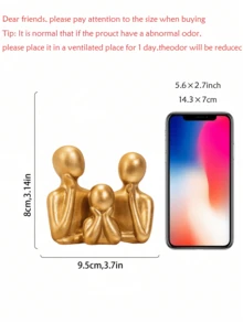 Golden Family Of Three Thinker Statue Resin Abstract Human Figurine Modern Minimalist Family Sculpture Desktop Ornament For Living Room Bookshelf Home Decor Gift For ParentsFamily Keepsake / Sentimental Gift / Gift For Parents - A - View 8