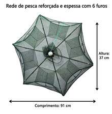 Covo Armadilha Com 6 ou 8 Furos Pesca Peixes Siri Lambari Camarão Iscas Guarda Chuva/octogonal - 6 entradas - Visão 2