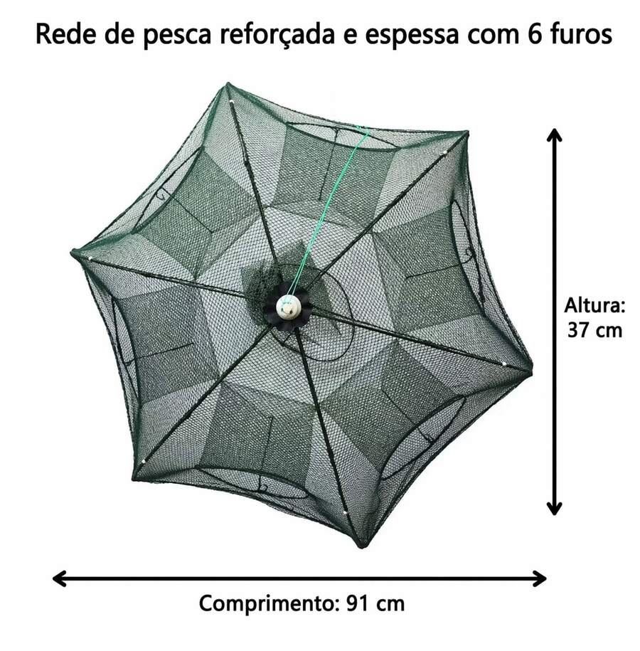 Covo Armadilha Com 6 ou 8 Furos Pesca Peixes Siri Lambari Camarão Iscas Guarda Chuva/octogonal