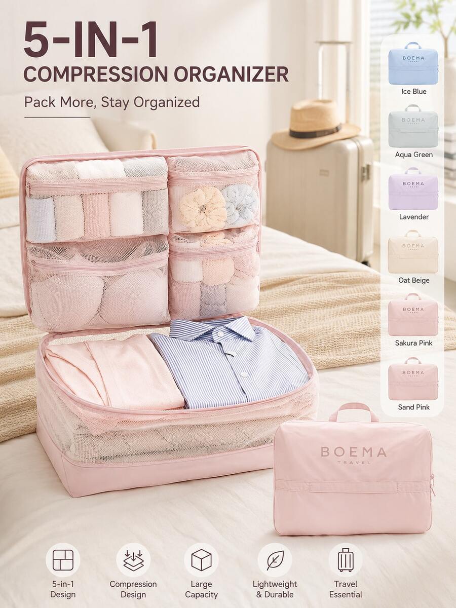 New 5-In-1 Compression Storage Bag, Portable Space-Saving Clothing Organizer Bag For Business Travel And Trips, Essential For Business Travel And Travel,Bedroom Room Decor,Back To School