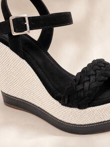 Wedge Sandal High Heel 11cm Blogger With Platform And Comfortable - 黑色 - 查看 4