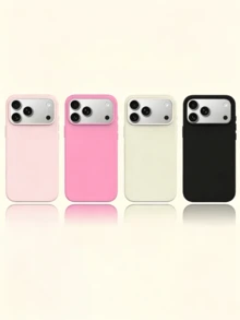 4件組 啞光柔軟TPU極簡風格個性化防震全包覆手機殼，適用於Apple 17 16 15 14 13 12 11 Pro Max Air - 4個裝-玫紅+白色+粉紅色+黑色 - 查看 3