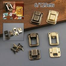 青铜/黄金/白银方形铁质搭扣锁，盒式闩锁，适用于珠宝盒、橱柜、小型木盒、通用工艺品盒、行李箱和锁具 - 多色 - 查看 2