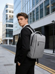 1pc/10pcs Minimalist Laptop Backpack Business Computer Bag Casual Travel Daily Use Student School Bag Lightweight Nylon Zipper Storage Design Suitable For Campus College Students Teenagers Men Women Back To School Season Essential Urban Casual Daily Commute - Multiple Styles - View 3