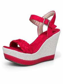 Wedge Sandal High Heel 11cm Blogger With Platform And Comfortable - Red - View 3