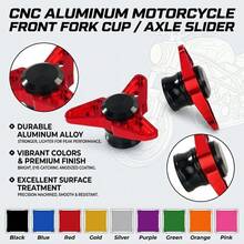 1 Pair CNC Aluminum Alloy Motorcycle Front Fork Cups | 3-In-1 Rotating Dart Spinner Handlebar Plugs & Rearview Mirror Hole Covers | Heavy Duty Universal Scooter Motorcycle Modification Accessories - A - View 1