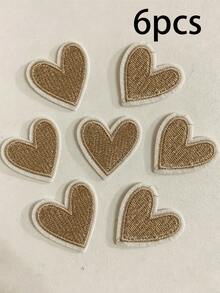 6/3/1pc Gold Heart Embroidered Patches, Iron-On/Sew-On Application For DIY Clothing And Fabric, Mini Heart, Heart-Shaped Embroidery, Star Embroidery Patches, Adhesive Fabric Appliques For Garment Decoration - Multicolor - View 1