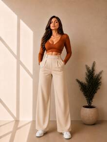 Elegante  Sexy  Fiesta  Casual    Poliéster    Cintura Ajustada  Bolsillo    Ropa de Mujer  Oficina  Diario  Formal y de noche  Tener una cita  Despedida de soltera    PARA TODO EL AÑO - Arena - Ver 1
