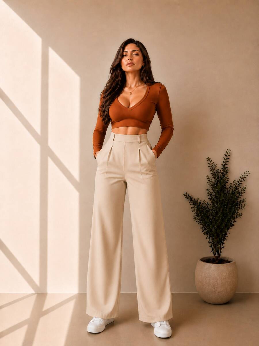 Elegante Sexy Fiesta Casual Poliéster Cintura Ajustada Bolsillo Ropa de Mujer Oficina Diario Formal y de noche Tener una cita Despedida de soltera PARA TODO EL AÑO - Arena - Ver 1