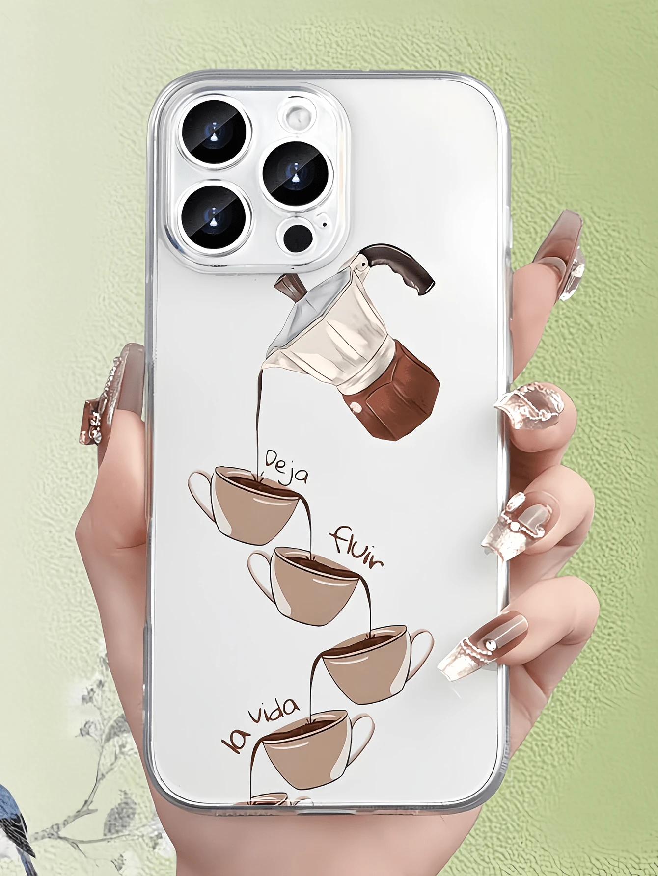 1 buah Casing Ponsel TPU Anti-Jatuh Minimalis Transparan Motif Kopi Cair, Kompatibel dengan Apple 17 16 15 14 13 12 11 Pro Max, Pelindung Layar Air, dan Kompatibel dengan Seri . - MultiWarna - View 1