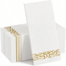 20-100pcs Linen Texture Disposable Bathroom Napkins/Guest Towels, Soft Absorbent Disposable Hand Towels, Suitable For Bathroom, Party, Wedding, Dinner, Gold, 12 X 17 Inches - Gold - View 1