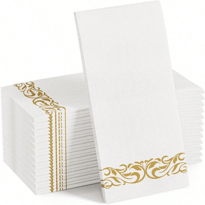 20-100 piezas de servilletas/toallas de baño desechables con textura de lino, toallas de mano desechables suaves y absorbentes, adecuadas para baño, fiesta, boda, cena, color dorado, 12 X 17 pulgadas